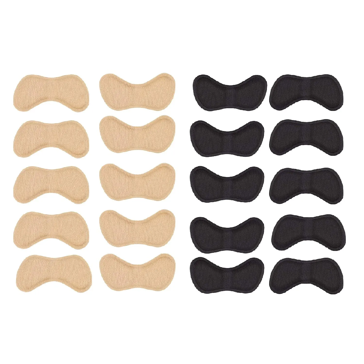 10 pairs of heel supports, heel pads, heel pads, scratch resistant and comfortable heel pads (5 pairs black and 5 pairs beige).
