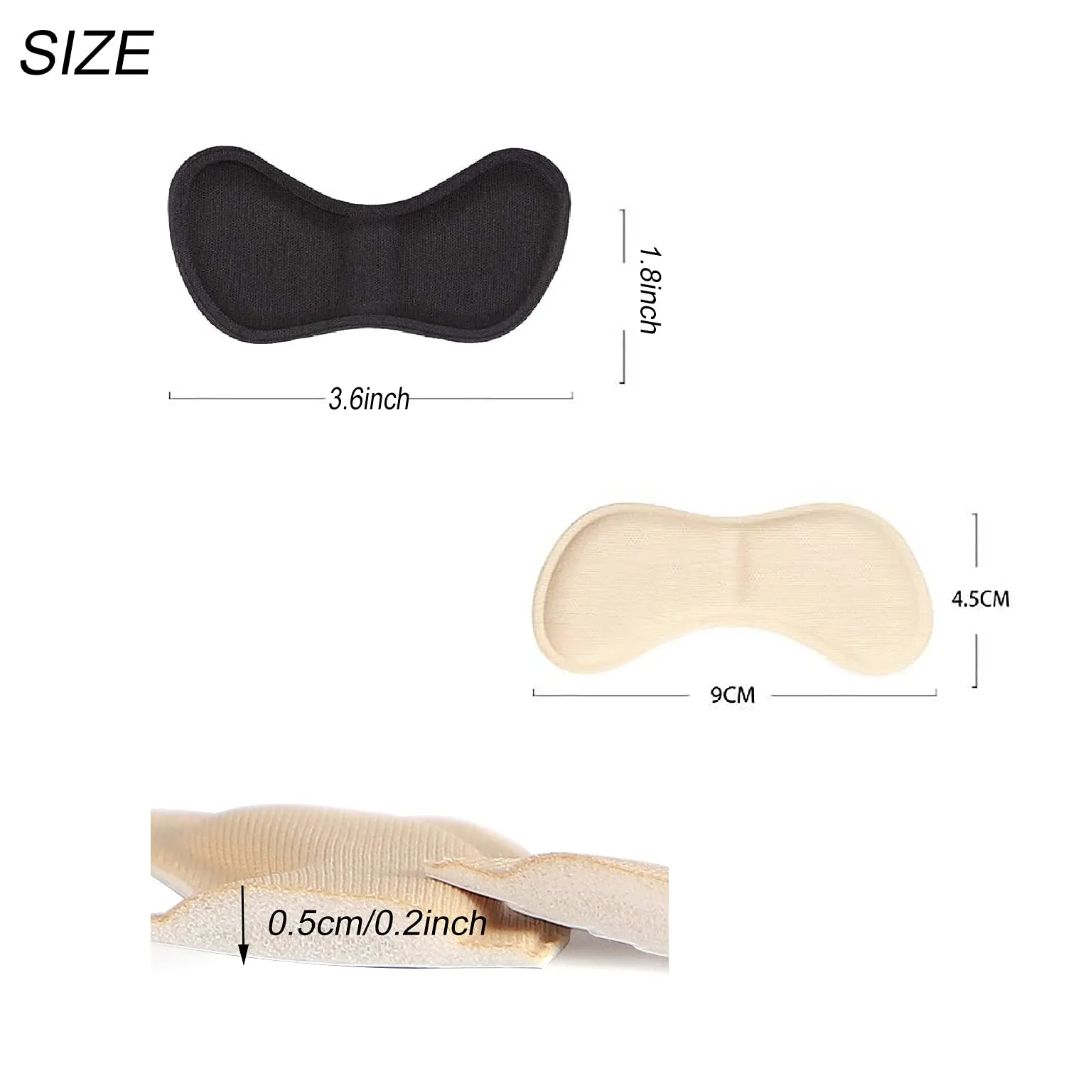 10 pairs of heel supports, heel pads, heel pads, scratch resistant and comfortable heel pads (5 pairs black and 5 pairs beige).