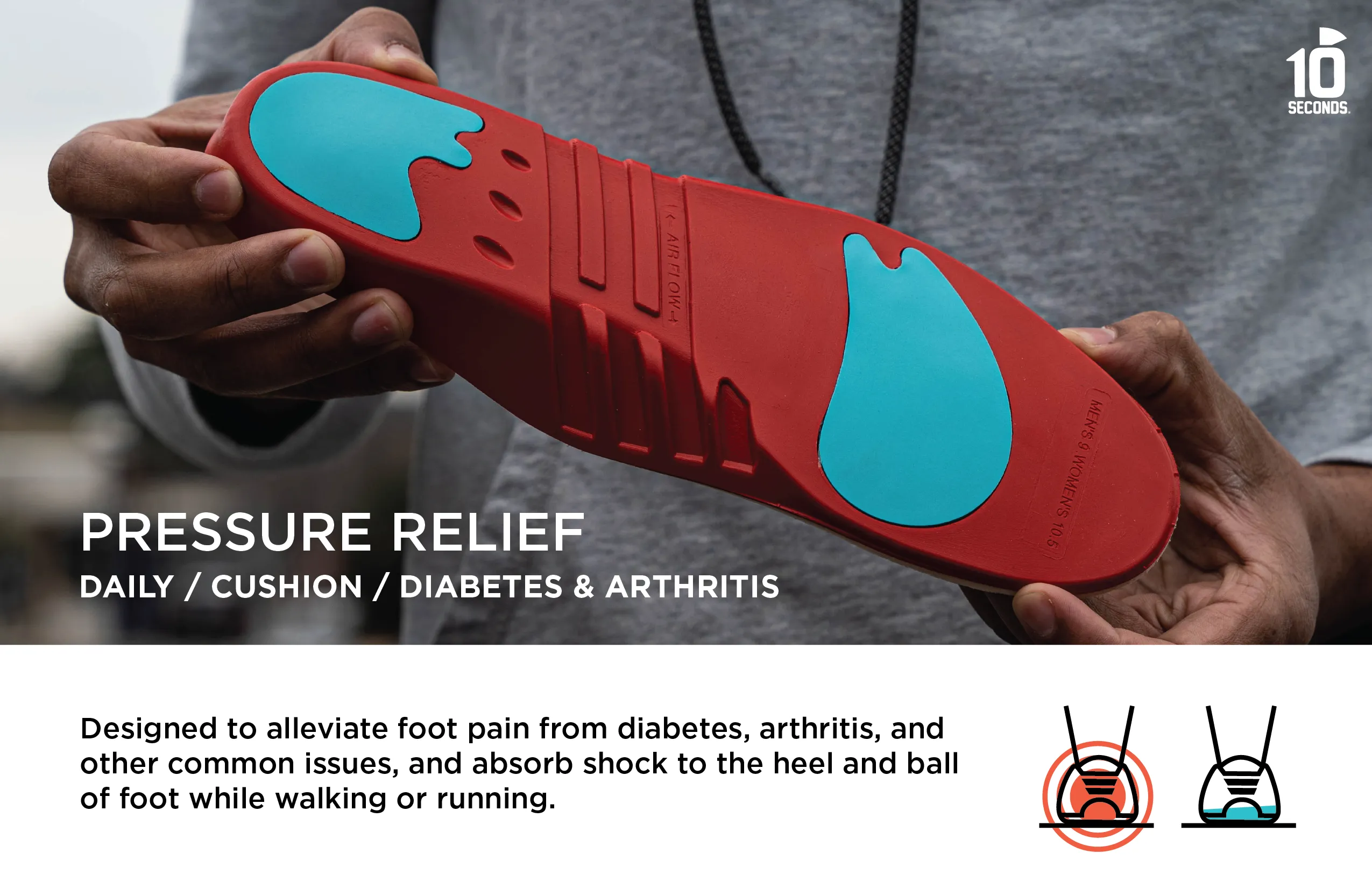10 Seconds ® Pressure Relief Insoles | Neutral