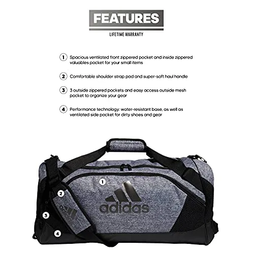 adidas Team Issue II Medium Duffel Bag, Onix Jersey, ONE SIZE