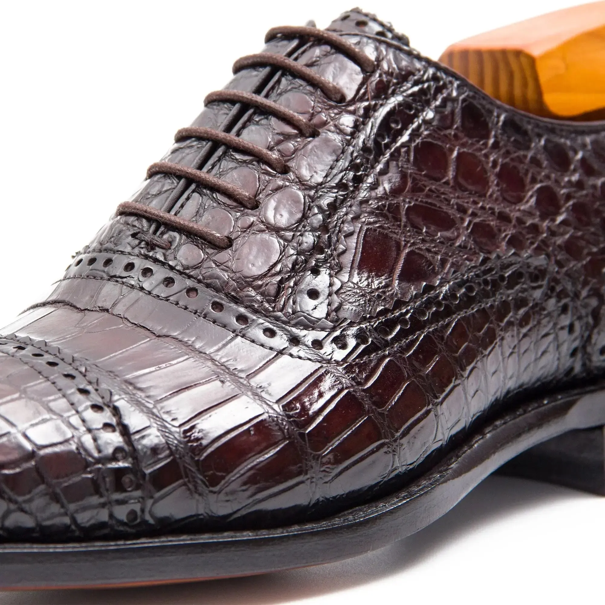 Alligator Skin Oxford Shoes Coffee