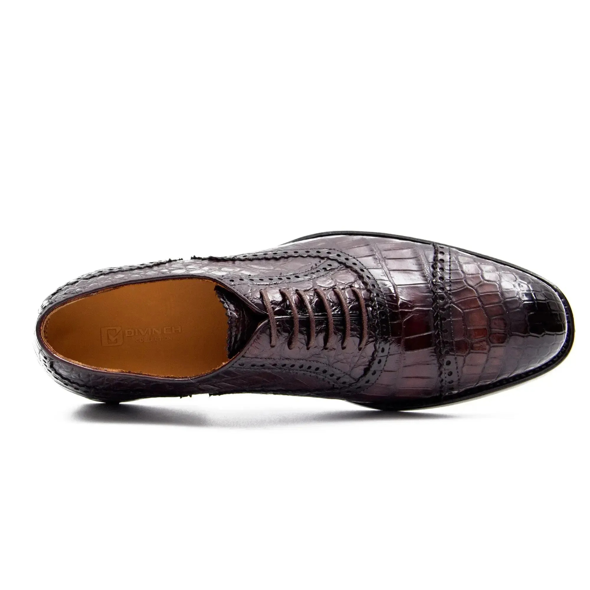 Alligator Skin Oxford Shoes Coffee