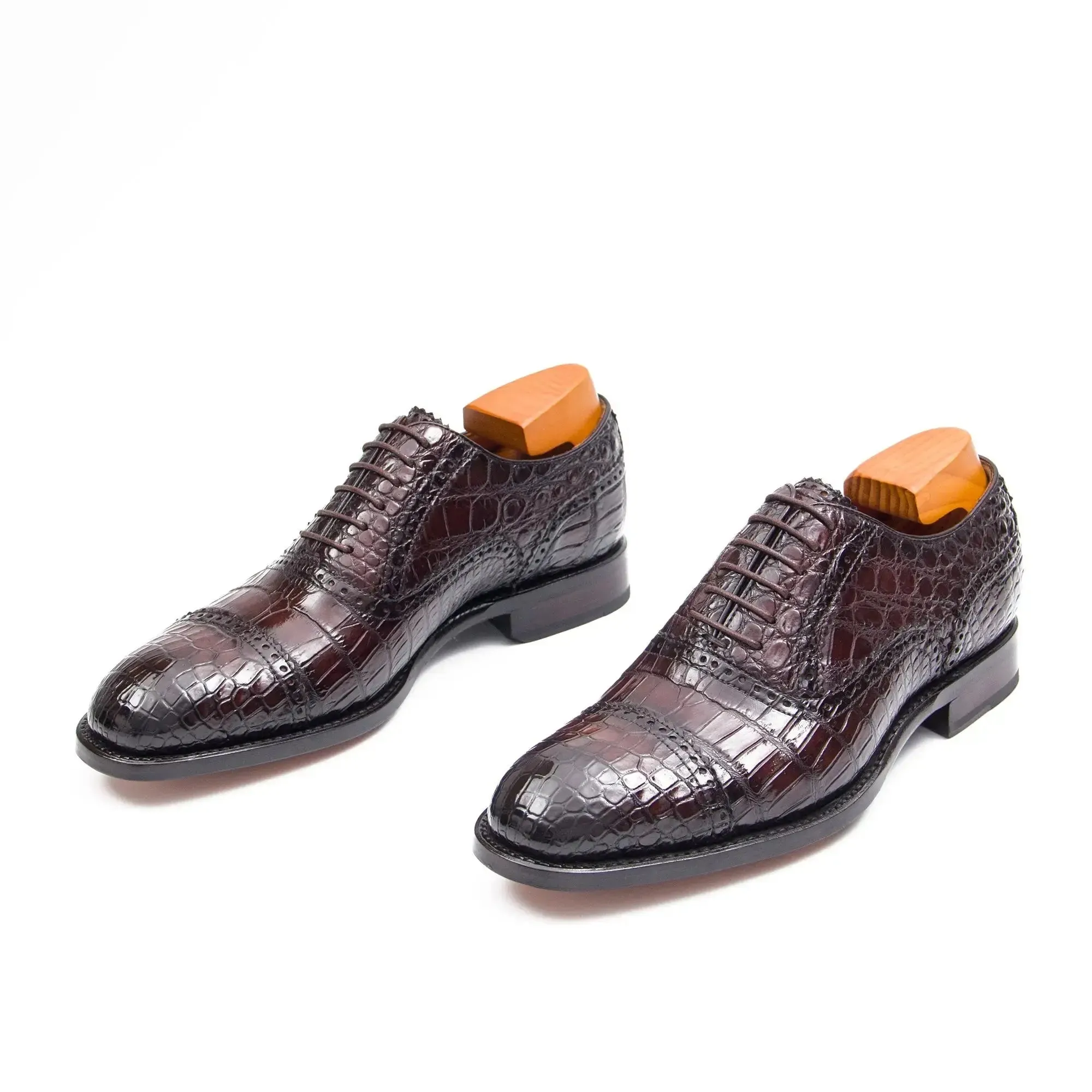 Alligator Skin Oxford Shoes Coffee