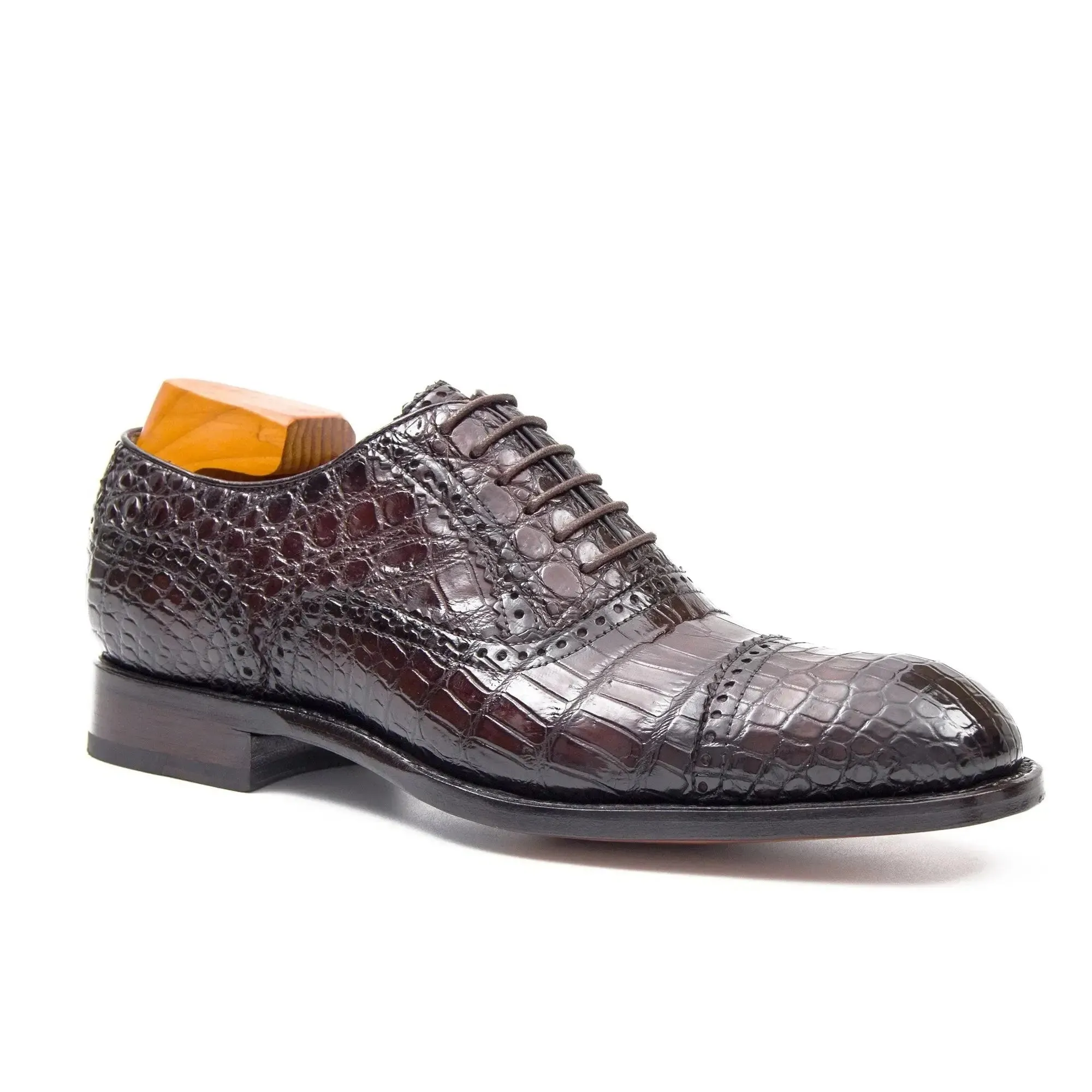 Alligator Skin Oxford Shoes Coffee