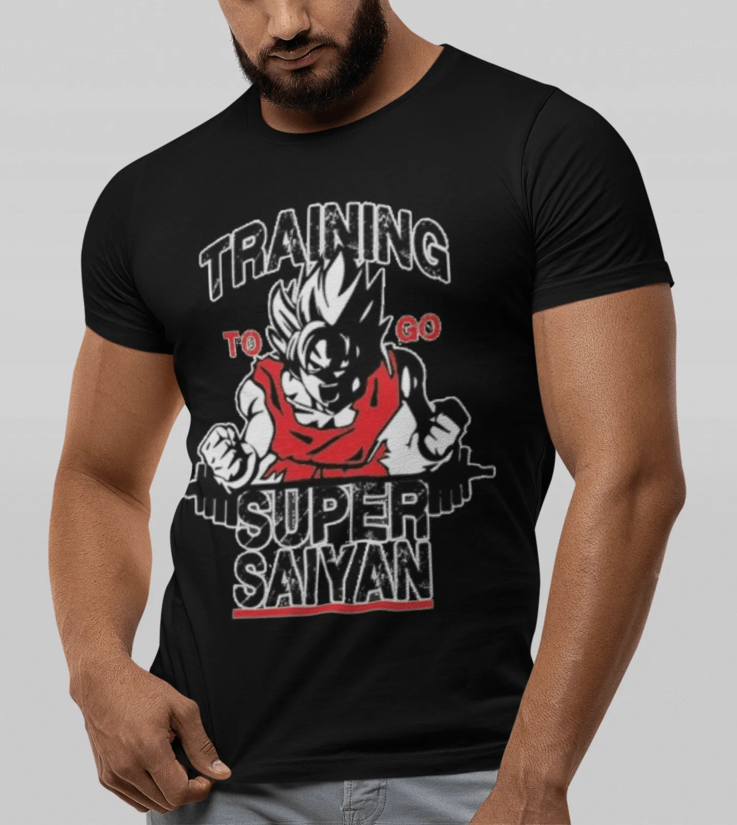 Anime T-shirt Training To Go Super Saiyan Short Sleeve 100% Cotton Crew Neck Top