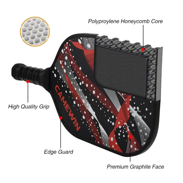 CAMEWIN  Carbon Fiber Pickleball Racket Set Include 2 Paddles 4 Balls 4 Hand Glue 1 Cover Bag(Red)