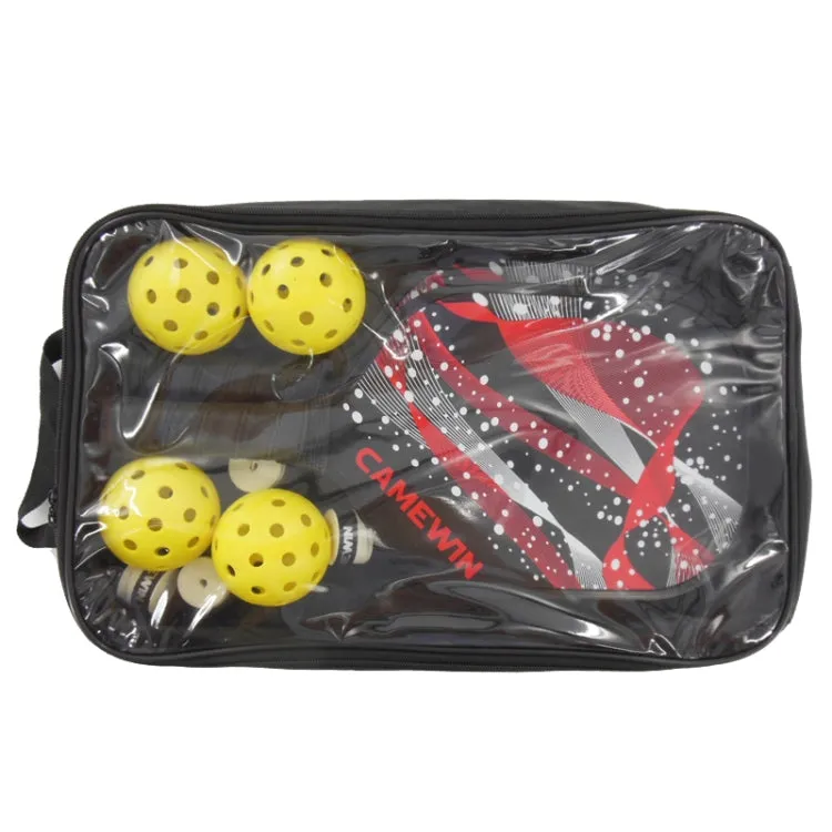 CAMEWIN  Carbon Fiber Pickleball Racket Set Include 2 Paddles 4 Balls 4 Hand Glue 1 Cover Bag(Red)