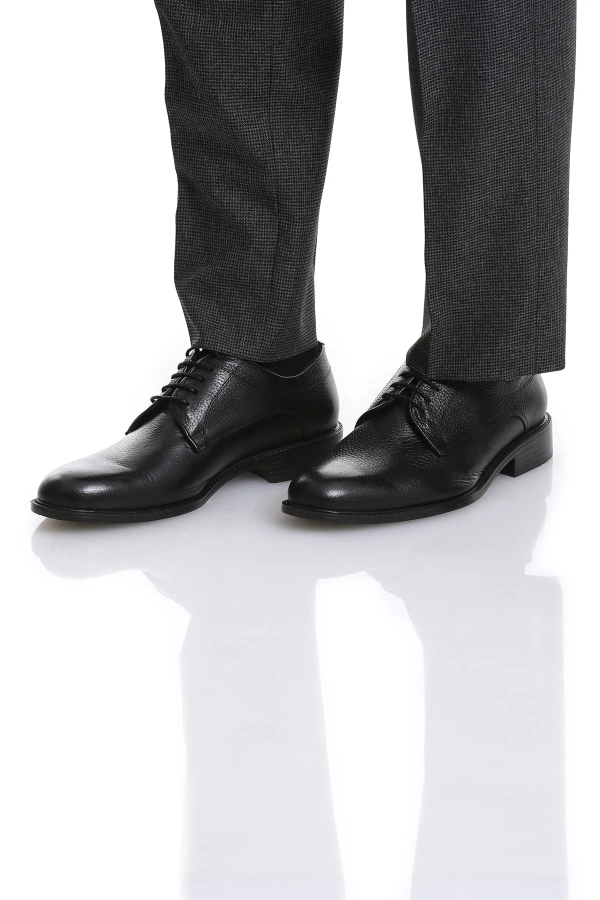 Classic Genuine Leather Black Aniline Lace-Up Shoes