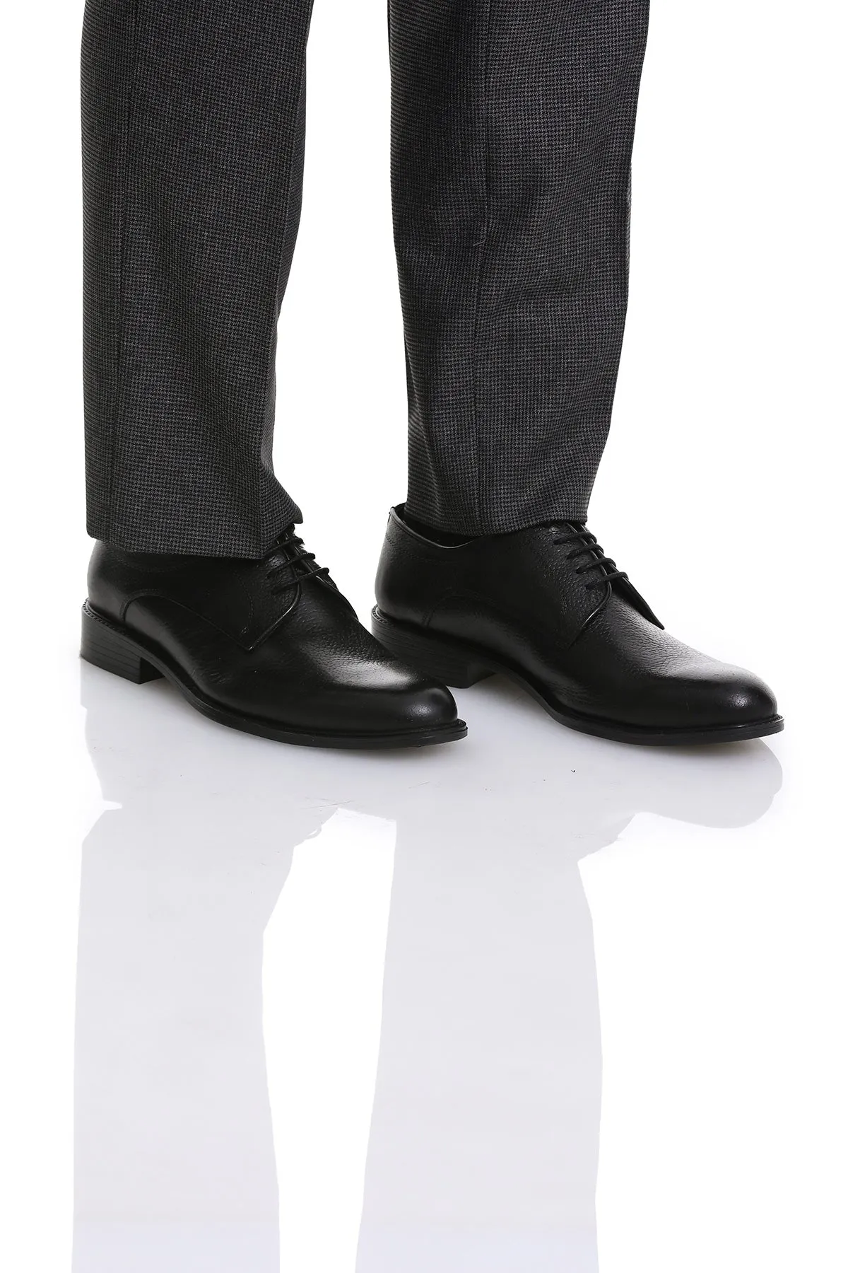 Classic Genuine Leather Black Aniline Lace-Up Shoes
