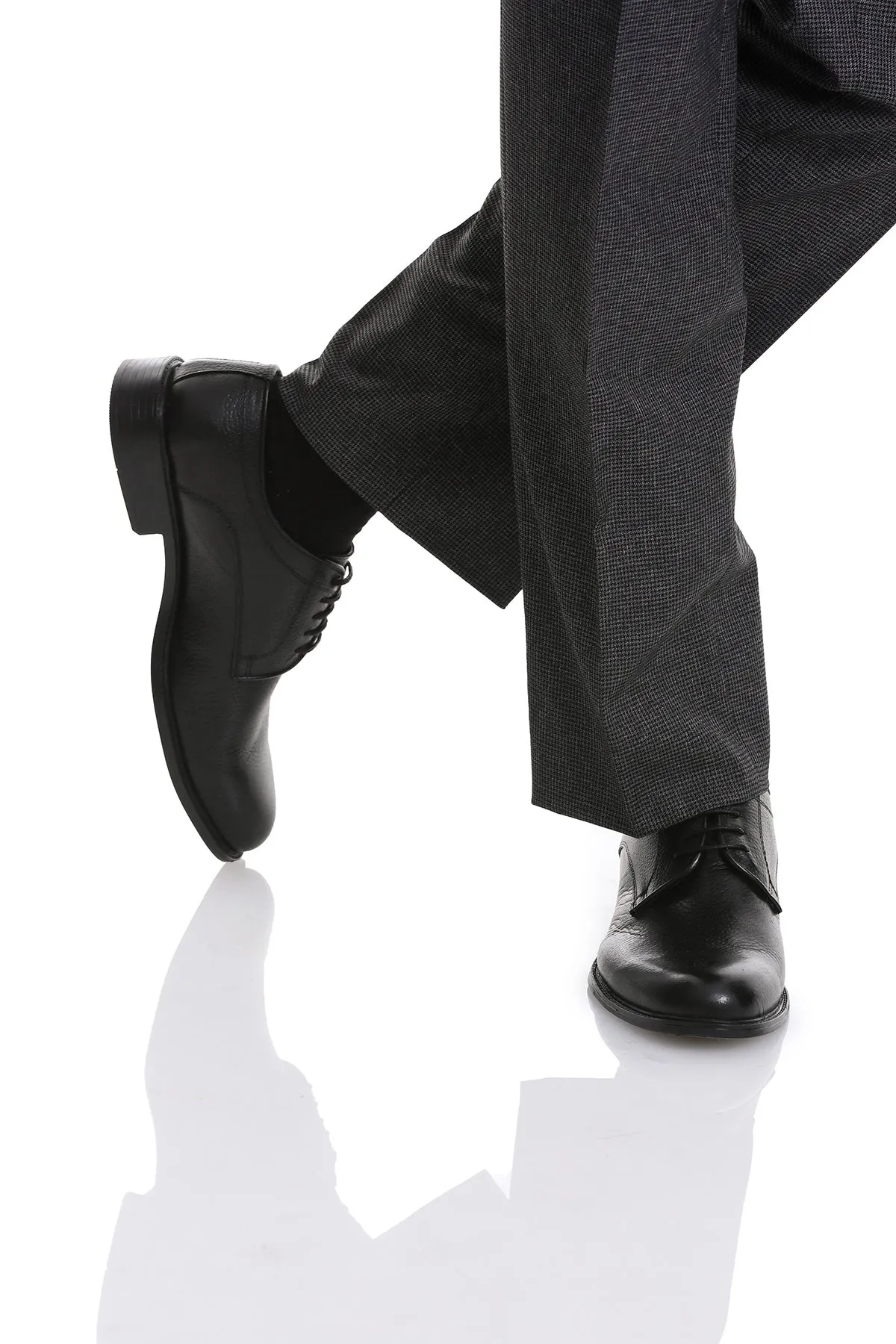 Classic Genuine Leather Black Aniline Lace-Up Shoes