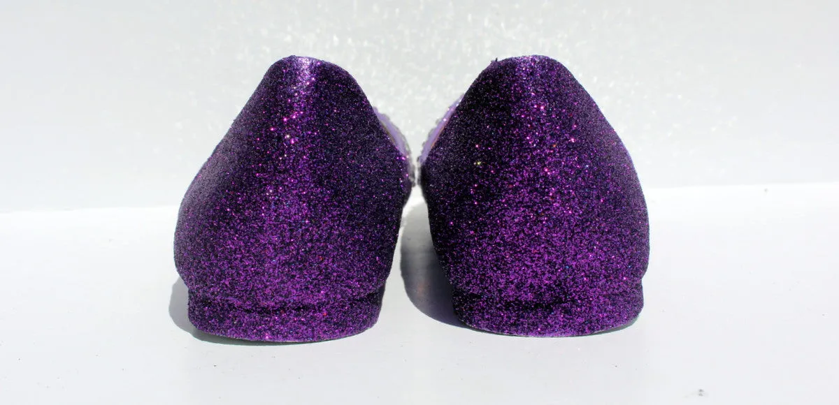 Crystal Ballet Flats: Glitter Ombre Purple