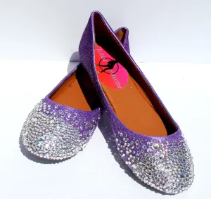 Crystal Ballet Flats: Glitter Ombre Purple