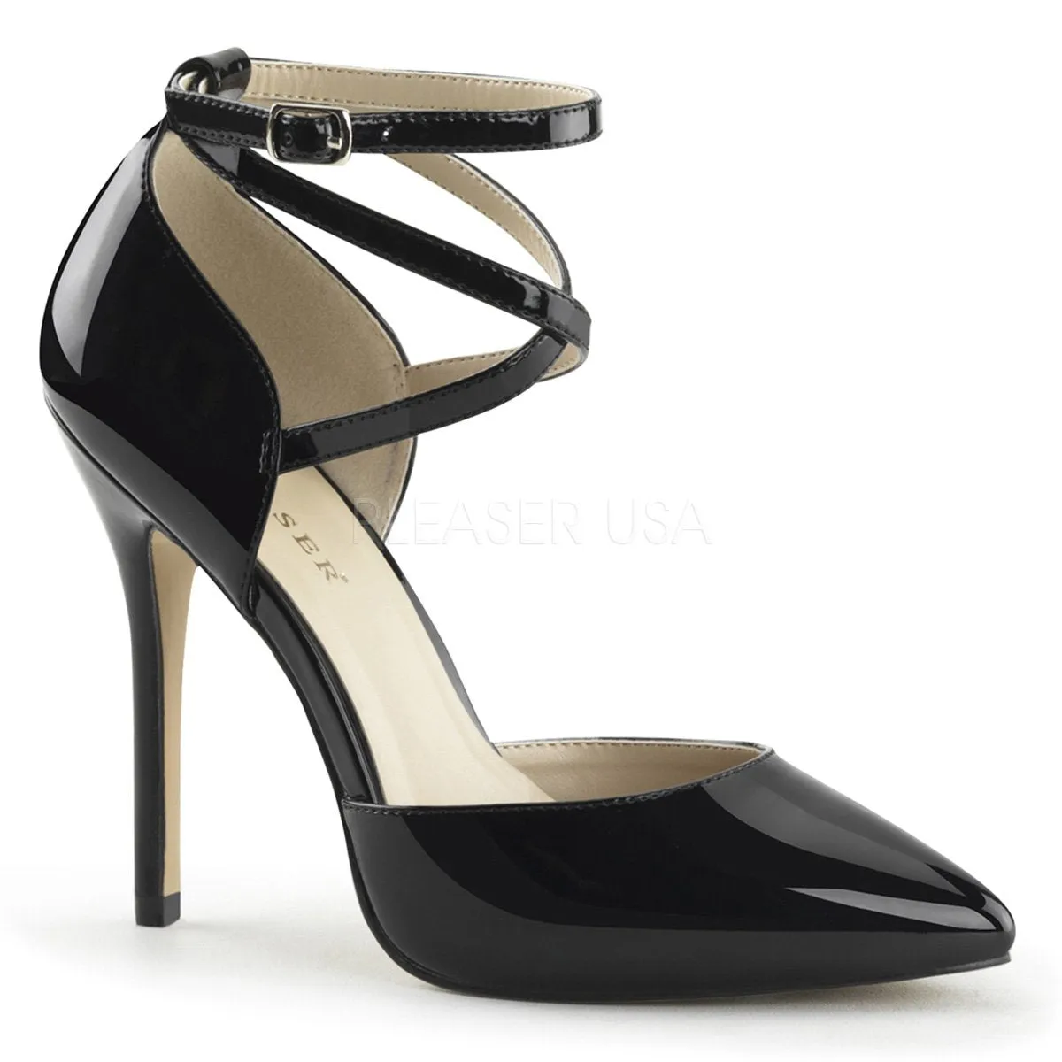 D'Orsay Pump Shoes with Ankle Straps and 5-inch Heels 3-colors AMUSE-25