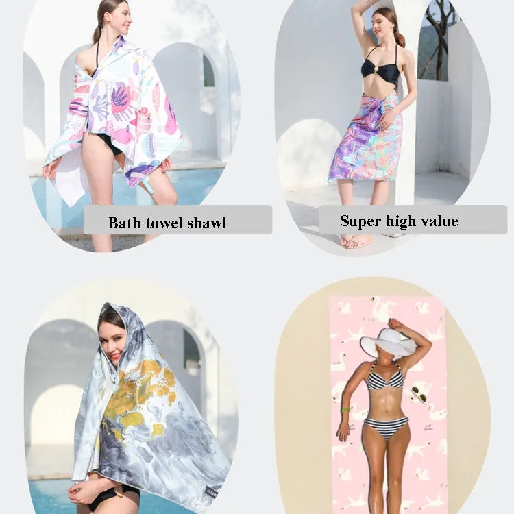 Double-Faced Velvet Quick-Drying Beach Towel Printed Microfiber Beach Swimming Towel, Size: 160 x 80cm(Tropical Flower)