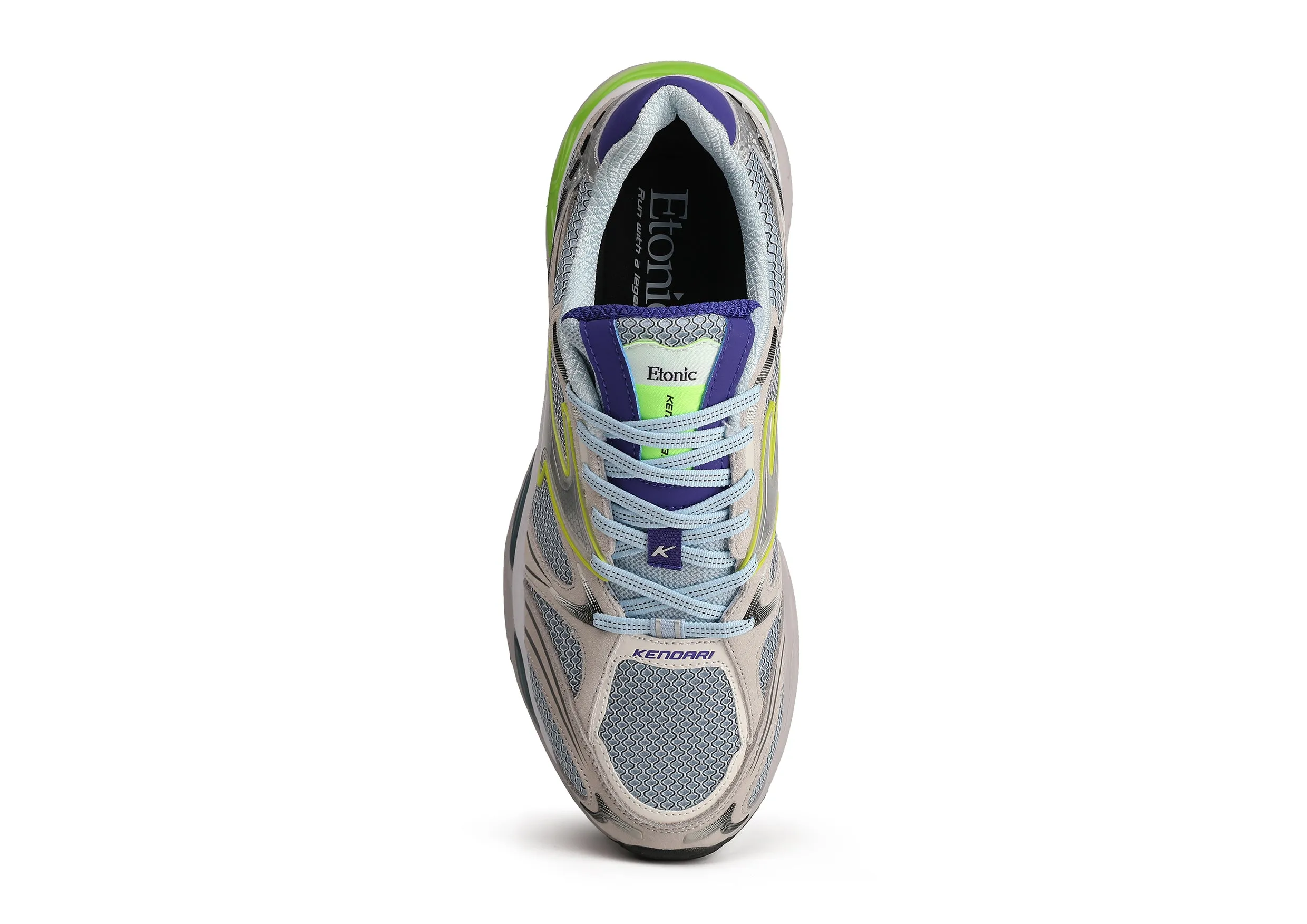 Etonic Kendari 3.0 sneakers in beige leather, ice blue mesh and multi-color inserts and details.