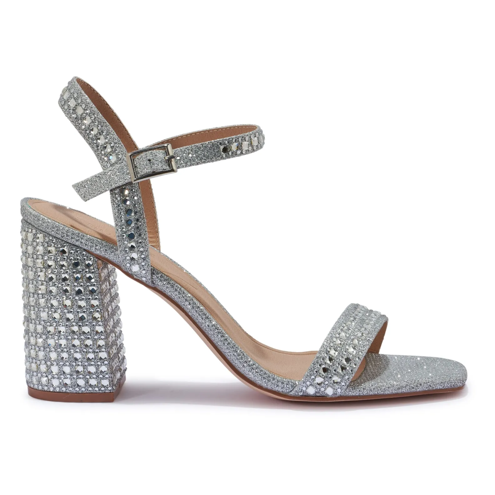GARLAND70 DIAMANTE SHIMMER BLOCK HEEL SANDAL