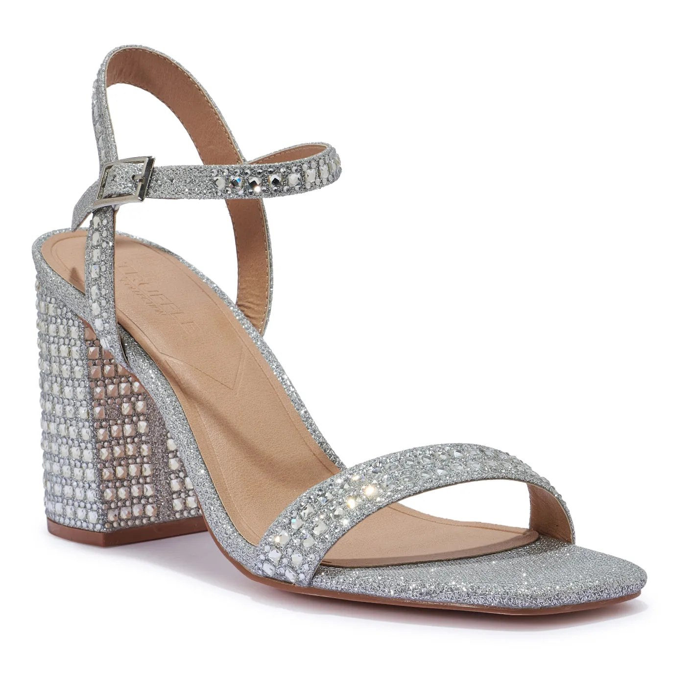 GARLAND70 DIAMANTE SHIMMER BLOCK HEEL SANDAL