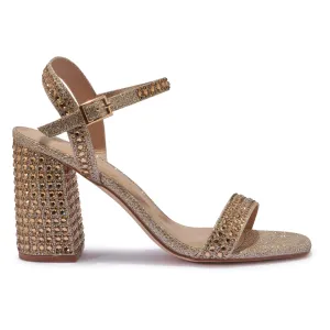 GARLAND70 DIAMANTE SHIMMER BLOCK HEEL SANDAL