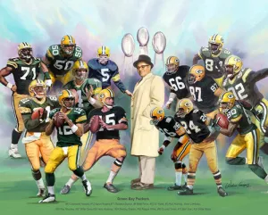 Green Bay Packers "15 Legends" Art Collage Poster by Wishum Gregory