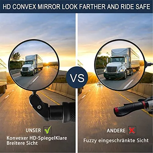 LICHTS 2Pcs Mountain Bike Handlebar Mirror Bicycle Rear View Mirrors Safety Cycling