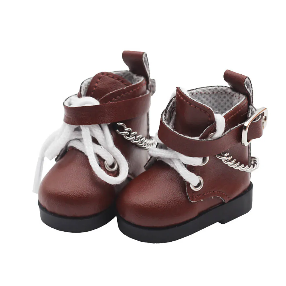 niannyyhouse 15cm Plush Doll Chain Boots Leather Shoes Length 4.5cm 1/6BJD 6in Doll Accessories Dress Up