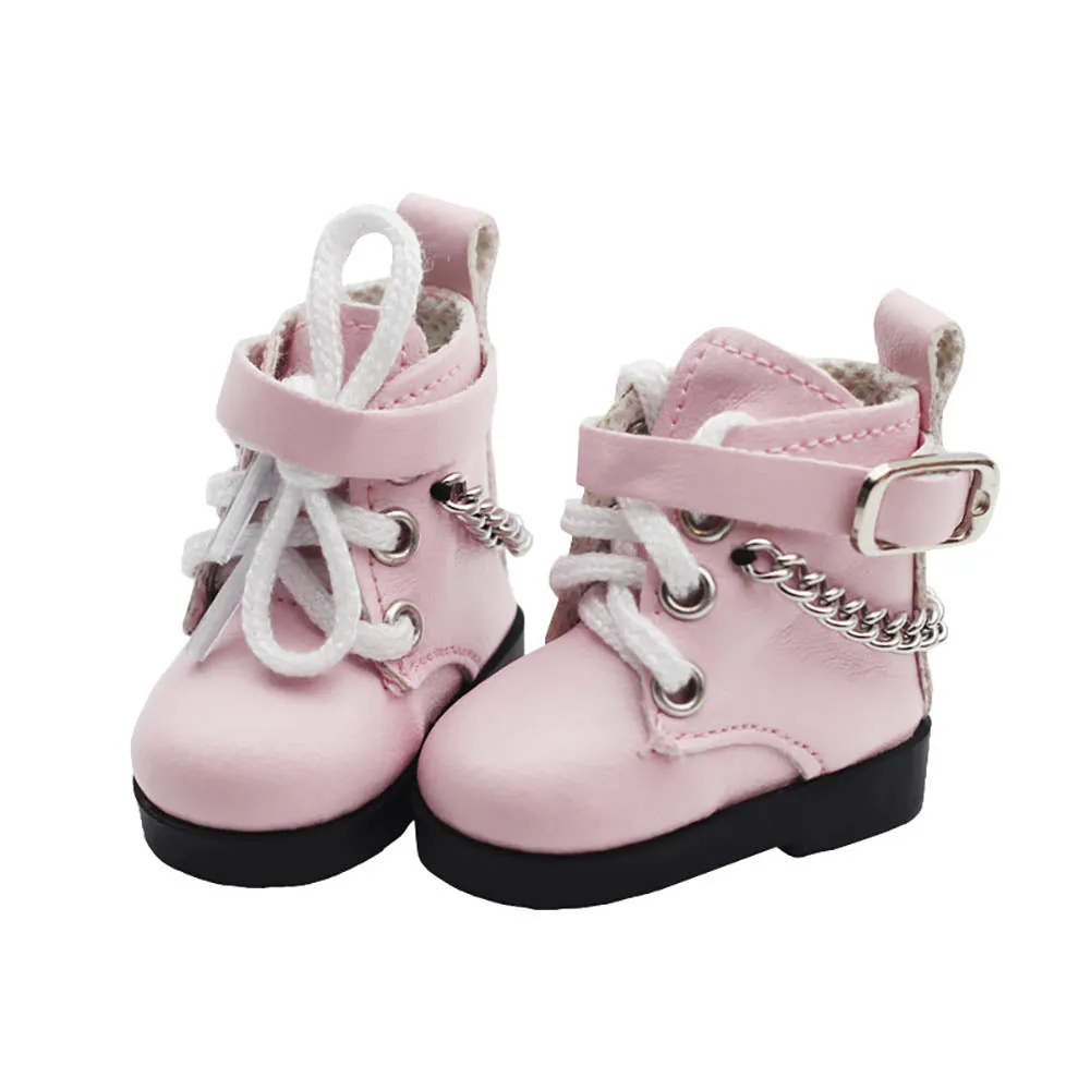 niannyyhouse 15cm Plush Doll Chain Boots Leather Shoes Length 4.5cm 1/6BJD 6in Doll Accessories Dress Up