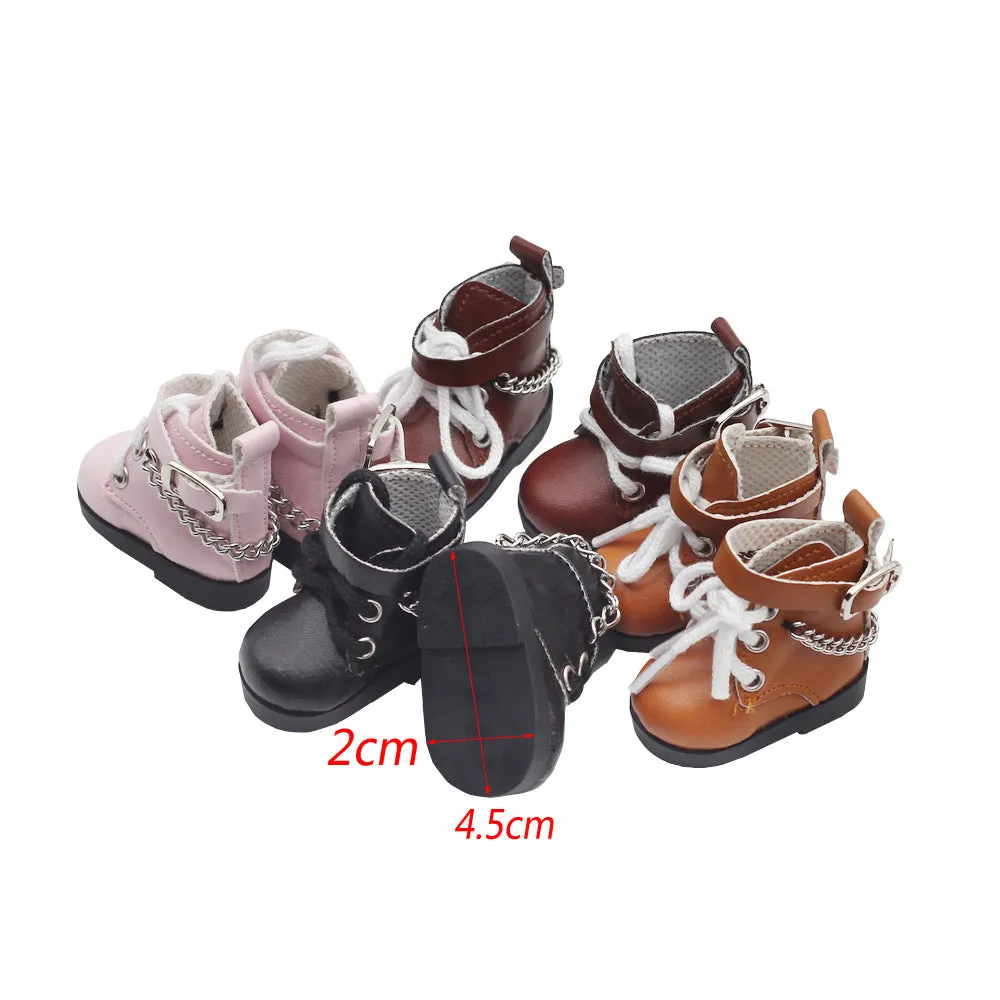 niannyyhouse 15cm Plush Doll Chain Boots Leather Shoes Length 4.5cm 1/6BJD 6in Doll Accessories Dress Up