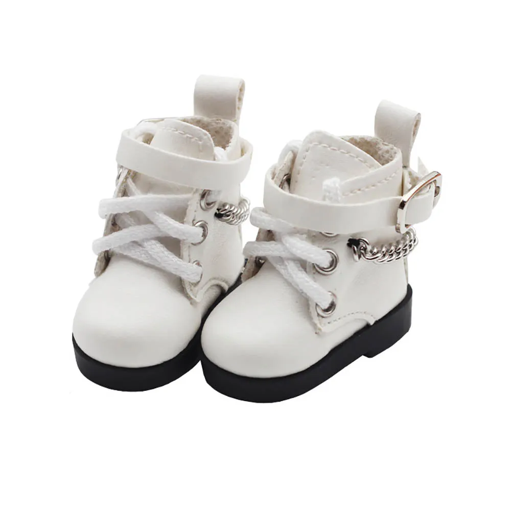 niannyyhouse 15cm Plush Doll Chain Boots Leather Shoes Length 4.5cm 1/6BJD 6in Doll Accessories Dress Up