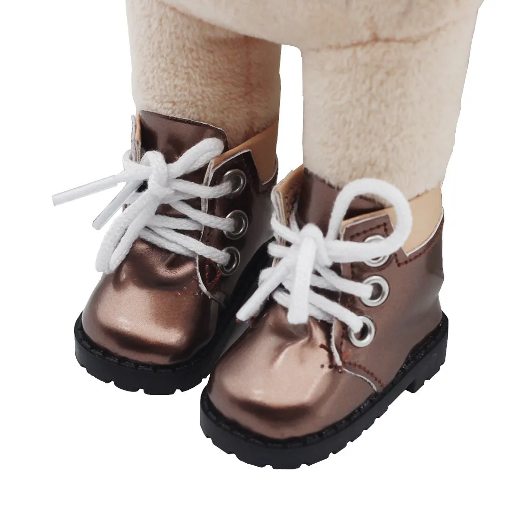 niannyyhouse 20cm Plush Doll Boots Leather Shoes Length 5.5cm 8in Doll Accessories Dress Up
