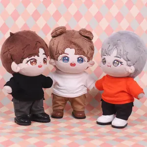 niannyyhouse 20cm Plush Doll Clothes Sweatshirt Pocket Pants Leather Shoes 8in Doll Outfit Dress Up