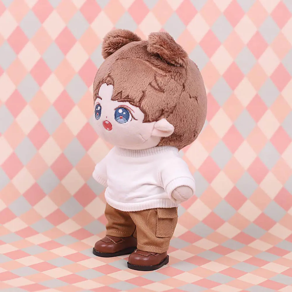 niannyyhouse 20cm Plush Doll Clothes Sweatshirt Pocket Pants Leather Shoes 8in Doll Outfit Dress Up