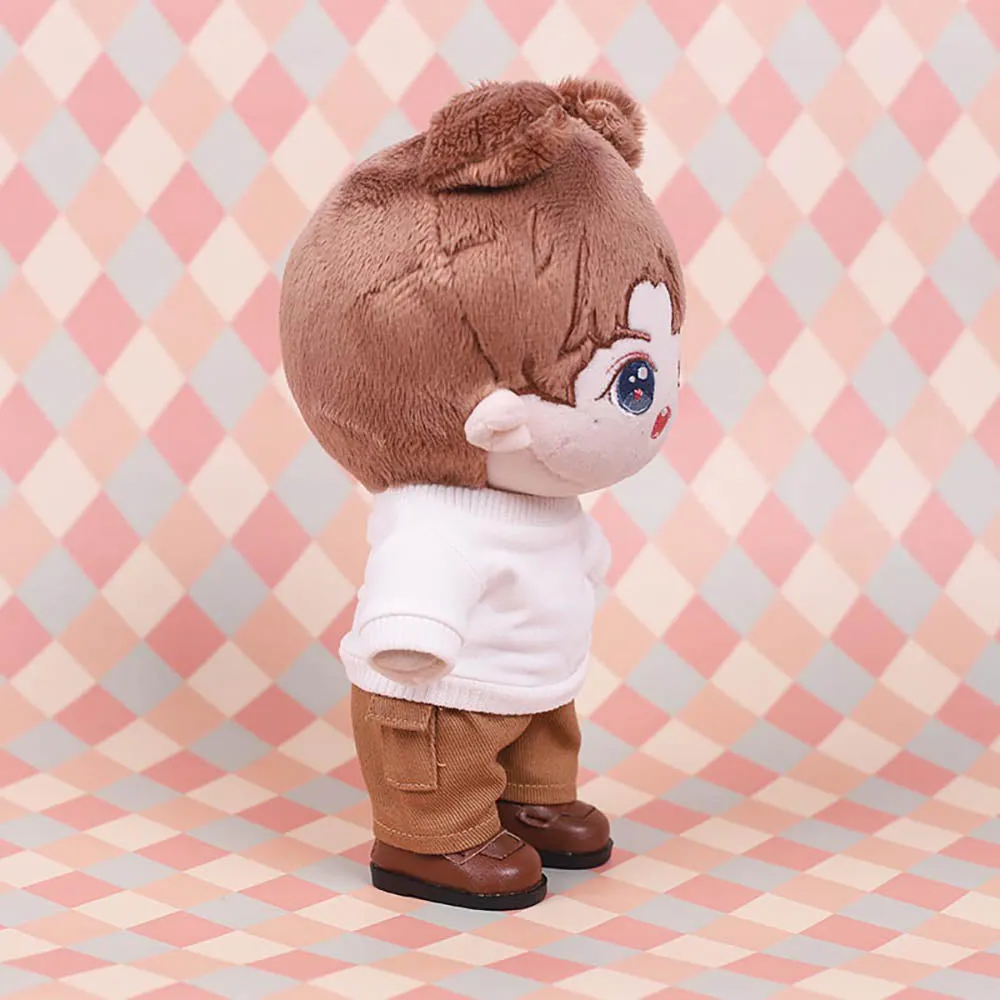 niannyyhouse 20cm Plush Doll Clothes Sweatshirt Pocket Pants Leather Shoes 8in Doll Outfit Dress Up
