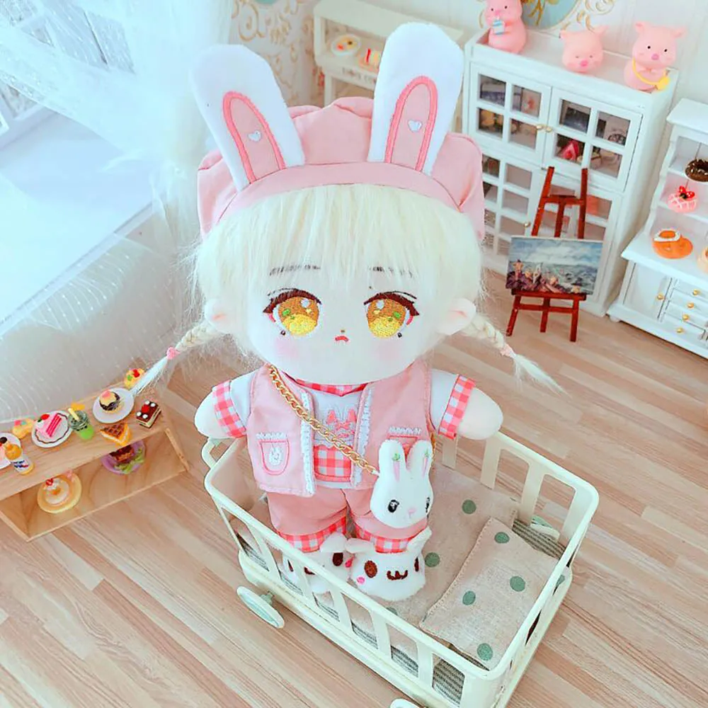 niannyyhouse Pink Rabbit 6-Piece Set Dress Up 8in（20cm）Humanoid Doll Stuffed Animals Clothes for Girls
