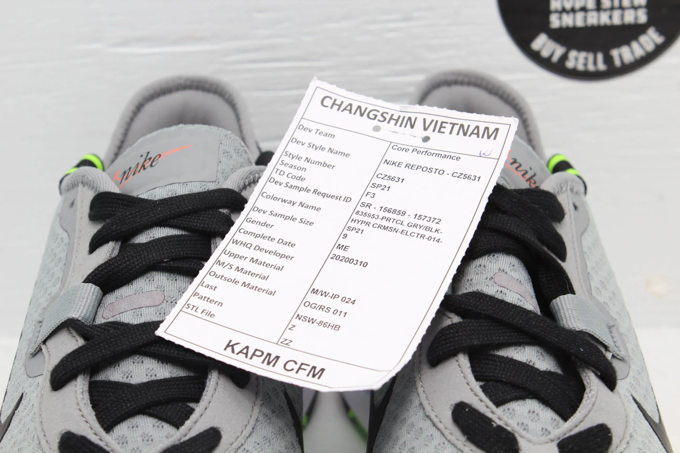 Nike Reposto Grey Electric Green Sample