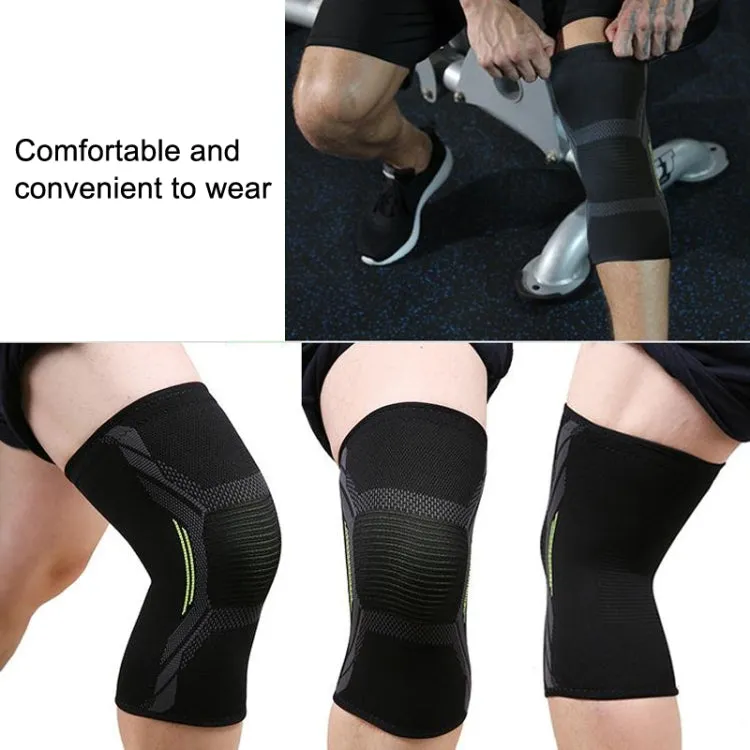 Nylon Sports Protective Gear Four-Way Stretch Knit Knee Pads, Size: XL(Black Blue)