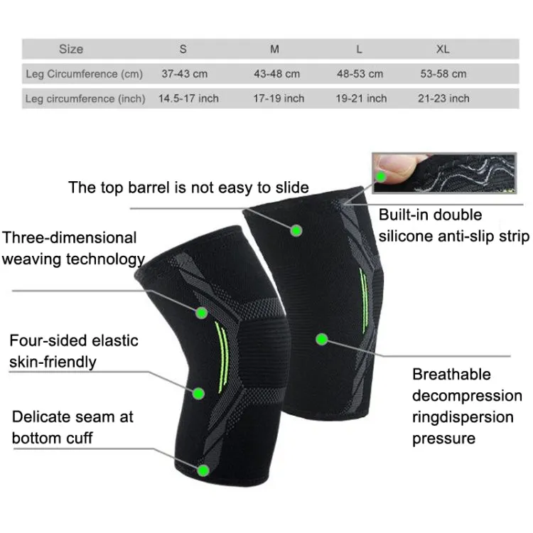 Nylon Sports Protective Gear Four-Way Stretch Knit Knee Pads, Size: XL(Black Blue)