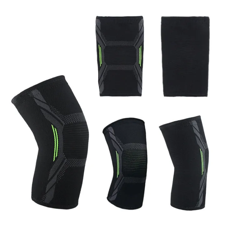 Nylon Sports Protective Gear Four-Way Stretch Knit Knee Pads, Size: XL(Black Blue)