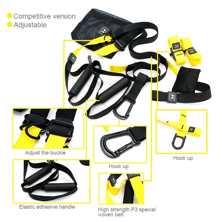 P3-3 Adjustable Fitness Exercise Hanging Pulling Rope TRP3X Wall Pulley Yoga Belt, Main Belt: 1.4m, 1.9m After Adjusted, Athletic Version(Army Green)