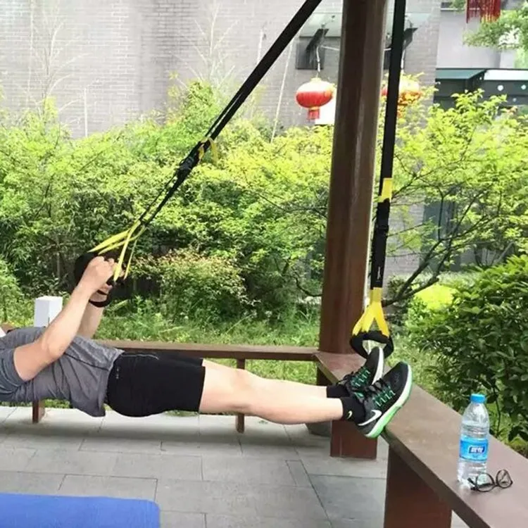 P3-3 Adjustable Fitness Exercise Hanging Pulling Rope TRP3X Wall Pulley Yoga Belt, Main Belt: 1.4m, 1.9m After Adjusted, Athletic Version(Army Green)