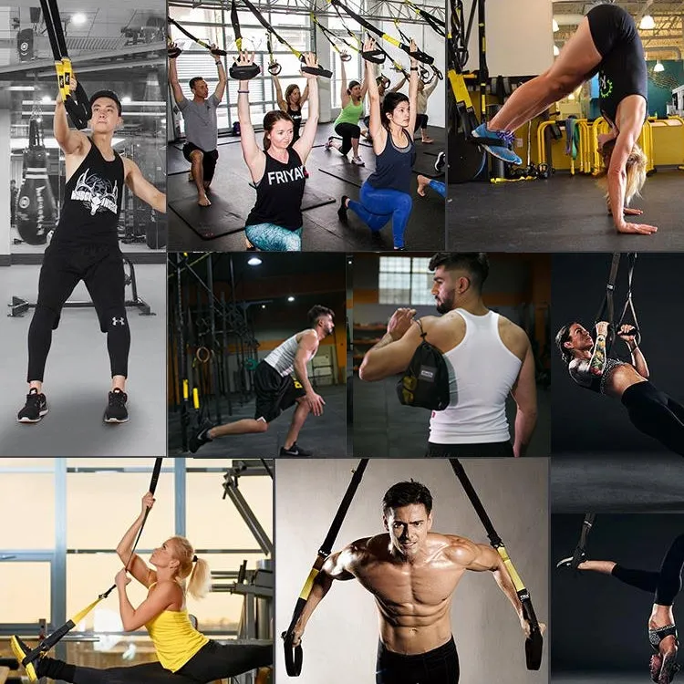 P3-3 Adjustable Fitness Exercise Hanging Pulling Rope TRP3X Wall Pulley Yoga Belt, Main Belt: 1.4m, 1.9m After Adjusted, Athletic Version(Army Green)