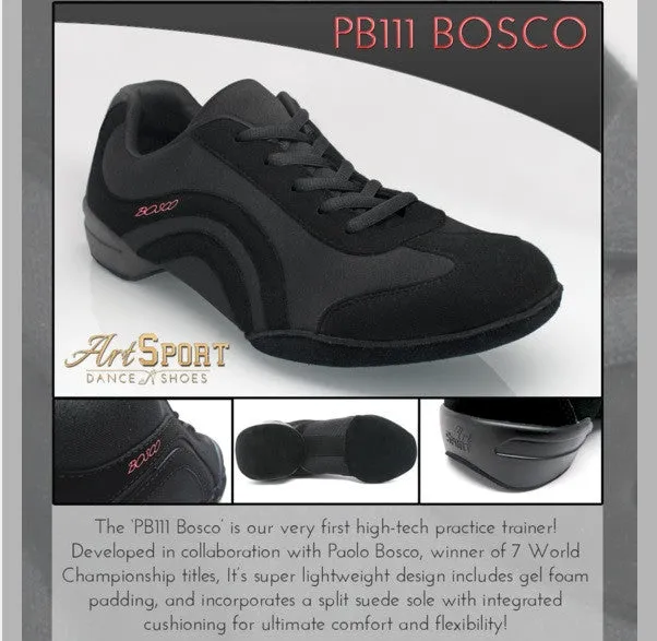 PB111 Bosco | Black Nubuck/Lycra  Practice / Teaching shoes