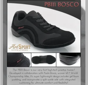 PB111 Bosco | Black Nubuck/Lycra  Practice / Teaching shoes