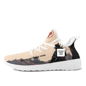 Personalized samurai sakura Sneakers, Custom Watercolor Skull Shoes, Foot Bone,Shoes,FN-05-230231