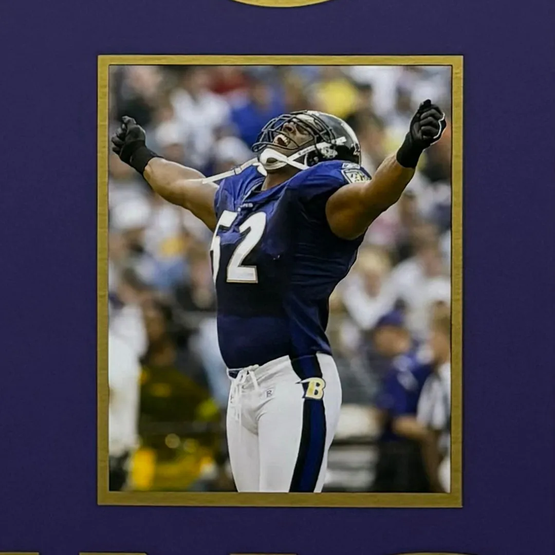 Ray Lewis Signed Baltimore Ravens Custom Space Saver Framed Football Jersey