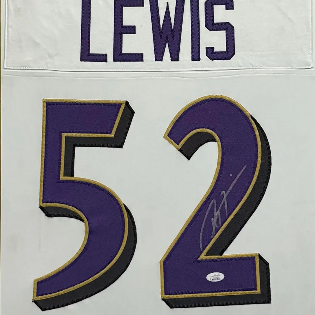 Ray Lewis Signed Baltimore Ravens Custom Space Saver Framed Football Jersey