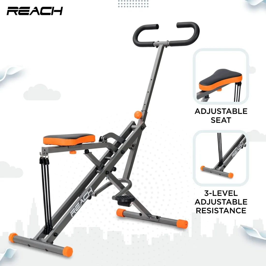 Reach Squat Machine for Home Gym Exercise | Max User Weight 100 kgs | Workout for Glutes | Cardio Training Indoor Fitness Strength Equipment for Total Body Workout | for Men & Women