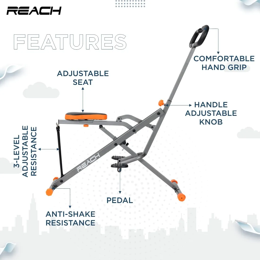 Reach Squat Machine for Home Gym Exercise | Max User Weight 100 kgs | Workout for Glutes | Cardio Training Indoor Fitness Strength Equipment for Total Body Workout | for Men & Women
