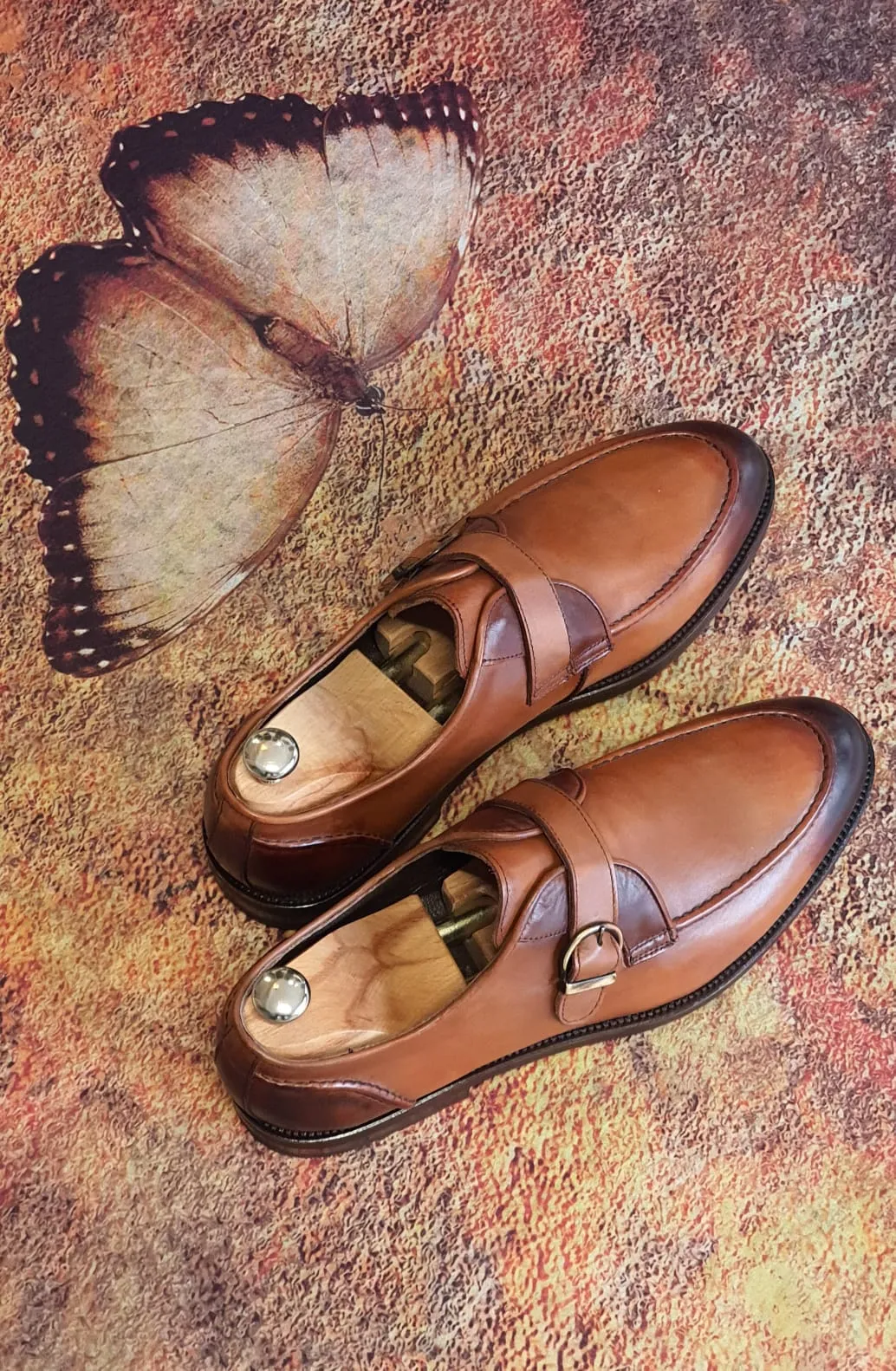 Ross Sardinelli Single Buckled Classic Tan Leather Shoes