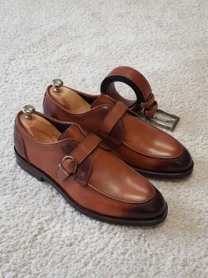 Ross Sardinelli Single Buckled Classic Tan Leather Shoes