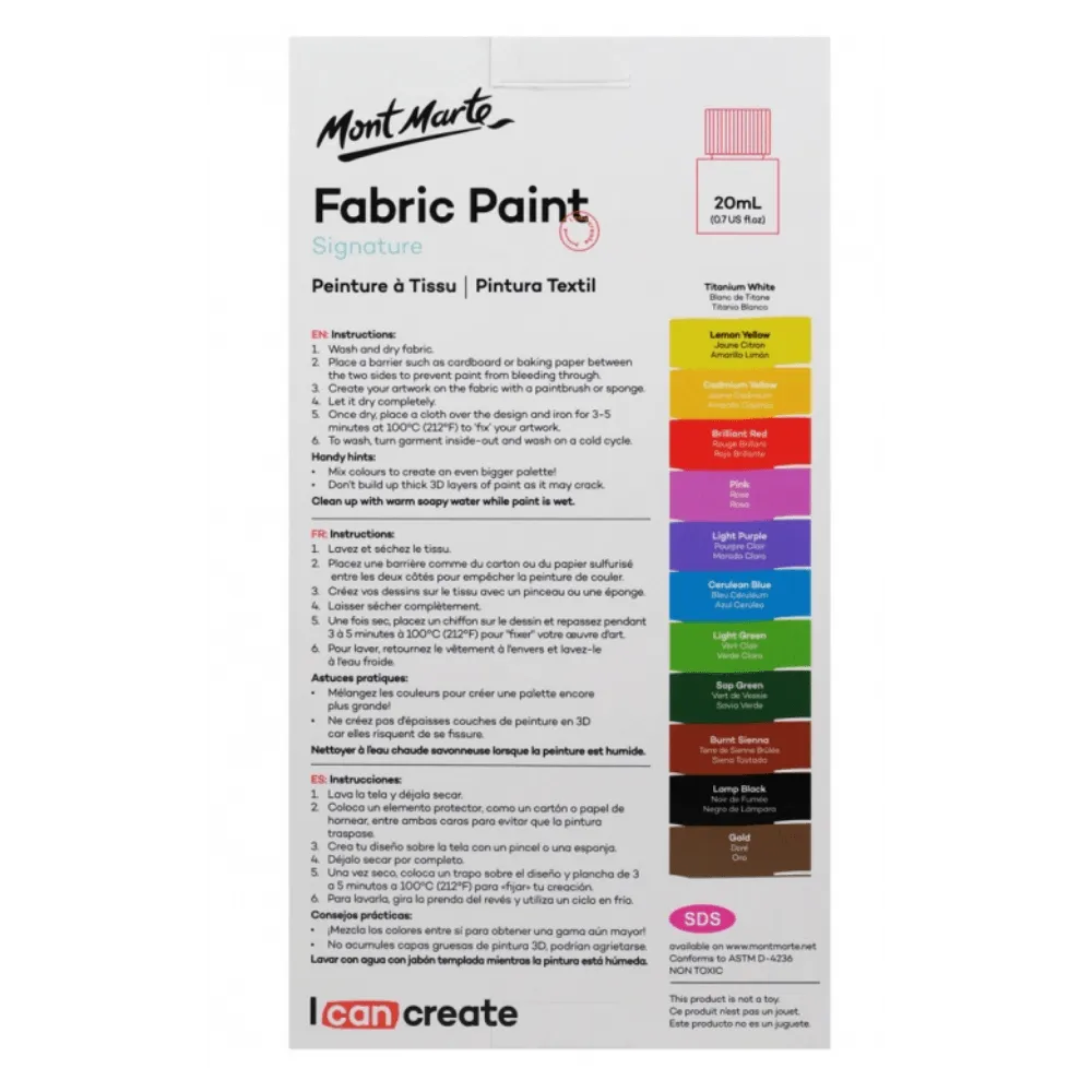 Signature Fabric Paints 12pc x 20ml (0.7oz)